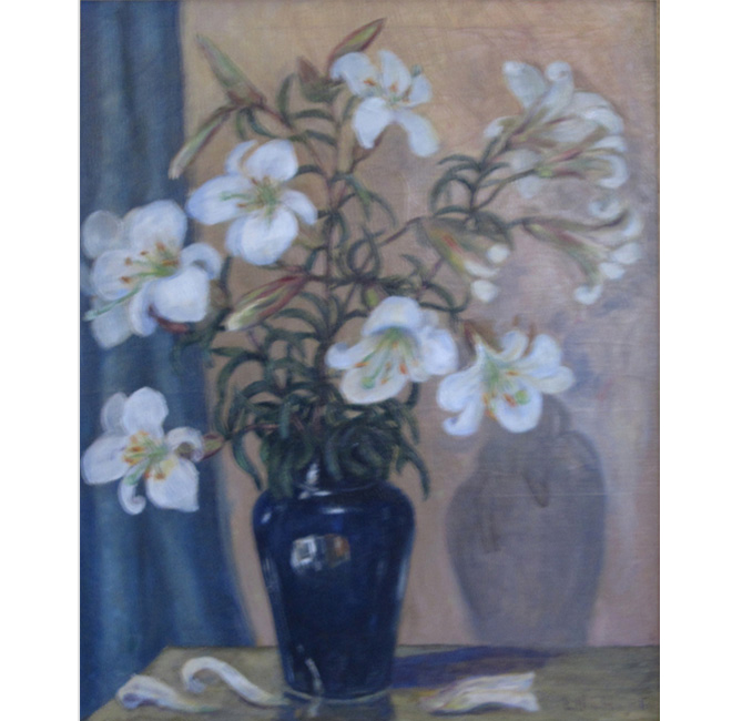 White Lilies With Blue Vase <span>CORNELIA MOLSON</span>