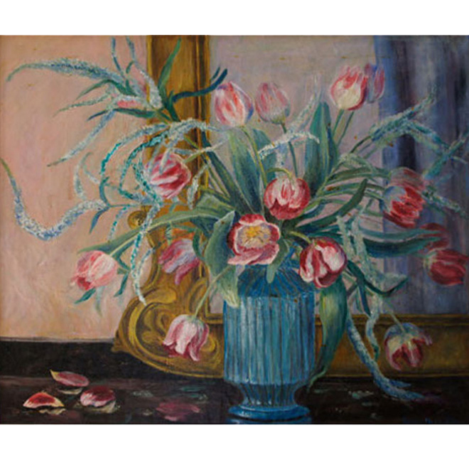Tulips In Blue Vase <span>DAVID PORTER</span>