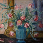 Tulips In Blue Vase <span>DAVID PORTER</span>