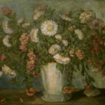 Dahlias In White Vase <span>GALES & GRAY-DONALD FAMILY</span>